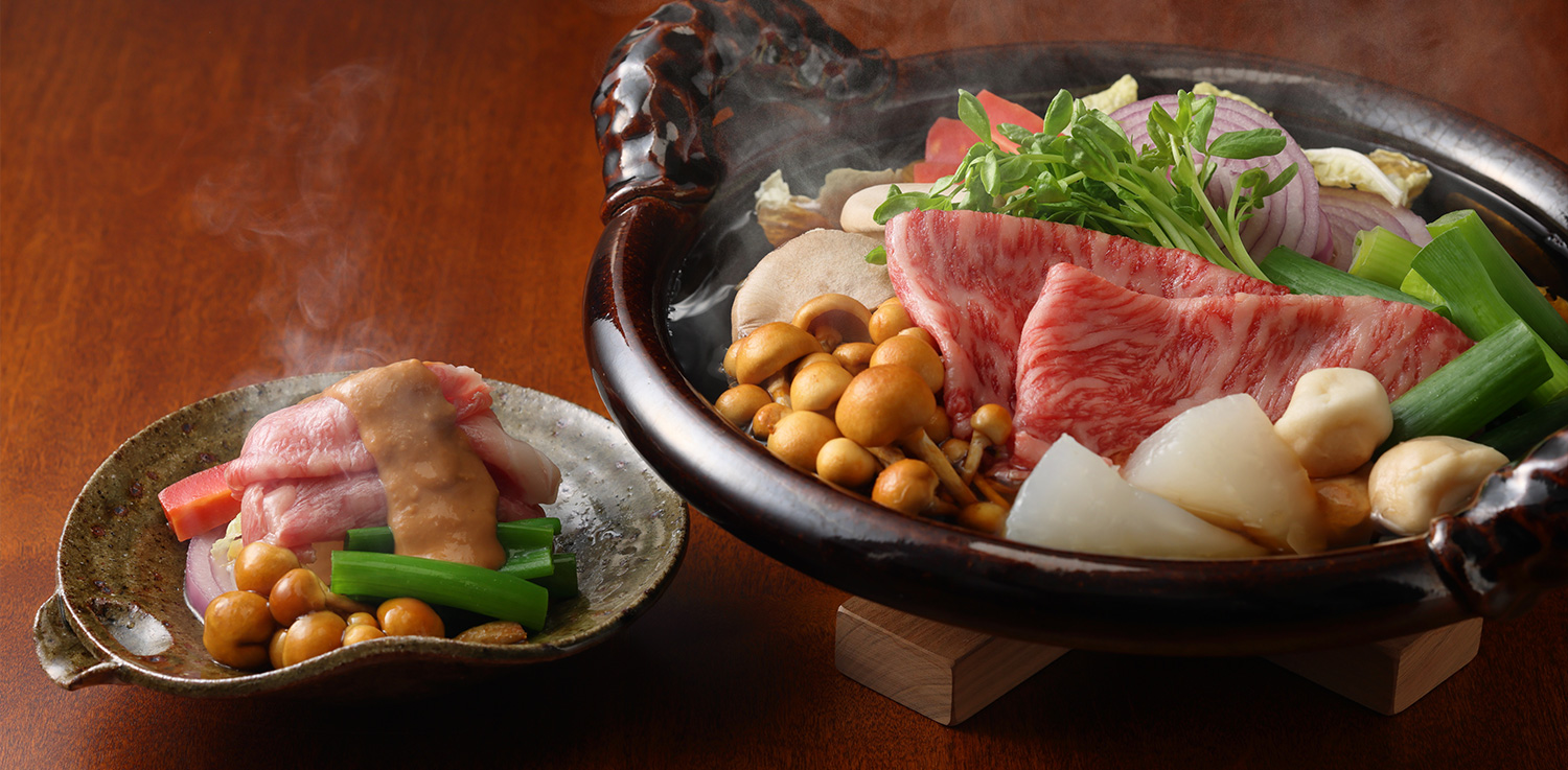 京都牛サーロインの野菜鍋 雲丹たれ付