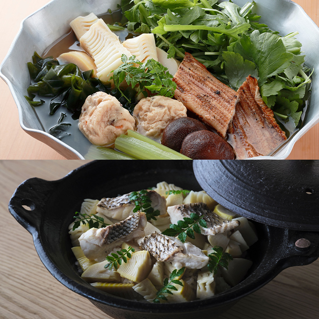 京のひめ苞　筍と焼き穴子の鍋・天然鯛と筍の炊き込みご飯セット